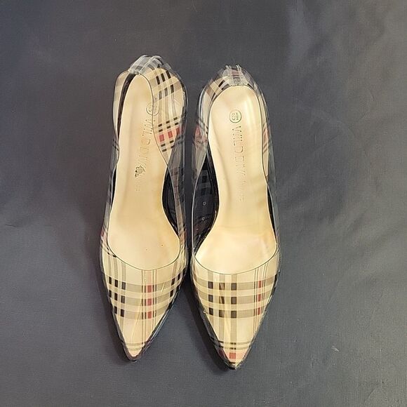 WILD DIVA PLAID POINTED TOE HIGH HEEL STILETTOS PUMP S2 - Picture 2 of 16